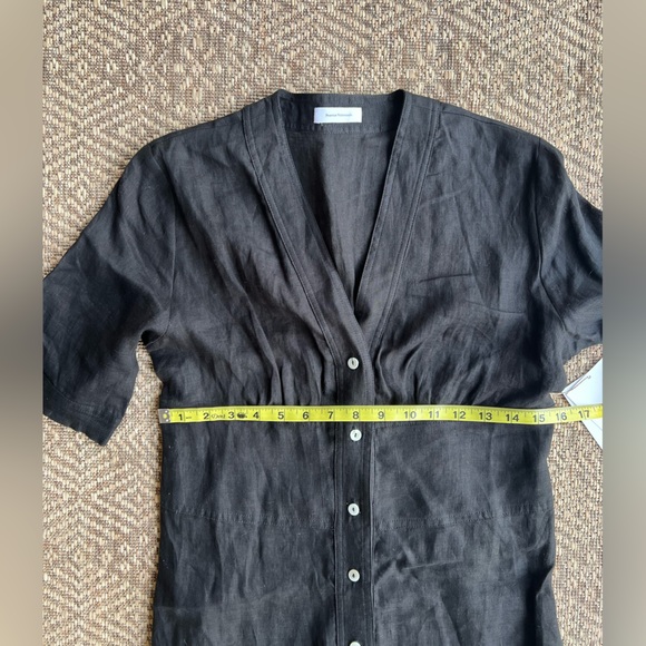 NWT Beatrice Valenzuela Linen Cubano Button Down Black Dress Size 2 MSRP $428 - Picture 5 of 11